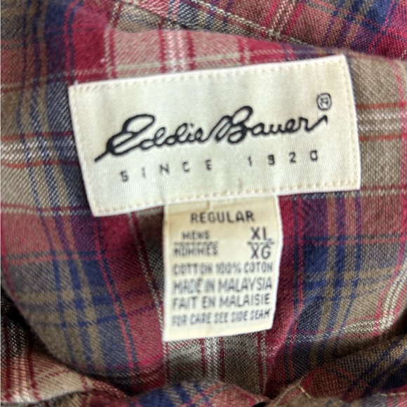 Eddie Bauer plaid lightweight flannel shirt MENS X-Large XL - Picture 7 of 7